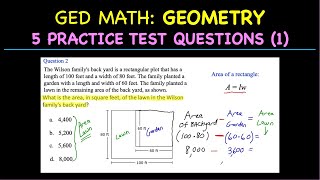 GED Math Test 2021 5 practice GEOMETRY questions 1 [upl. by Byrne]