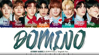 Stray Kids  DOMINO English Ver Lyrics Color CodedEng [upl. by Ahsatsana]