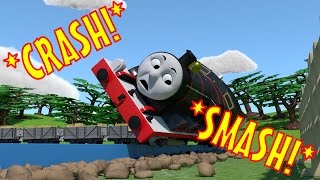 TOMICA Thomas and Friends Slow Motion Crashes James CRASHES into a Field [upl. by Fortune]