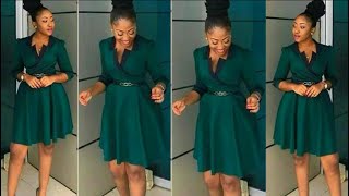 How to cut a 180 degree flay dress with turn up collar cutting and stitching [upl. by Oneida]