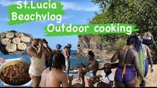 Stlucia beach vlog outdoor cooking AnselaRaye [upl. by Eahc]