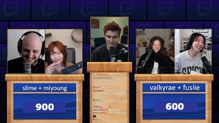 TWITCH JEOPARDY ft Valkyrae Fuslie Miyoung and Slime [upl. by Birkle]