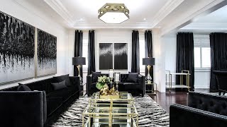 Sophisticated Black and Gold Living Room Makeover  Design Tips  Kimmberly Capone Interior Design [upl. by Esile393]