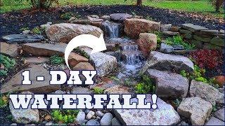 ONE DAY Small Pondless Waterfall tiny backyard stream fountain [upl. by Deadman582]