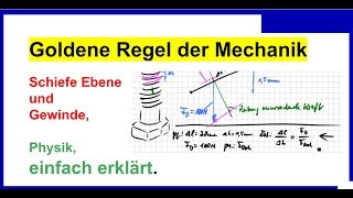 Schiefe Ebene und Gewinde Goldene Regel der Mechanik 32 Physik [upl. by Anen]