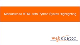 Markdown to HTML with Python Syntax Highlighting [upl. by Adnovad]