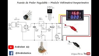 DIY Fuente Regulable  Módulo VoltímetroAmperímetro TUTORIAL PROTOBOARD [upl. by Inaluiak55]