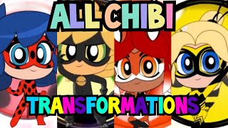 All Miraculous Chibi Transformations Fukurous Animations [upl. by Nogam]