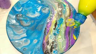 Fluid Art Флюид Арт на деревянной поверхности Acrylic Pouring [upl. by Reppiks]