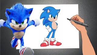 COMO DESENHAR O SONIC VERSÃO FILME  Passo a Passo Simples e Fácil [upl. by Nossaj]