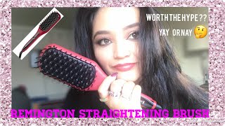 REMINGTON PRO SILK CERAMIC DRY HAIR STRAIGHTENING BRUSH REVIEW amp MINI TUTORIAL [upl. by Airdnahs371]