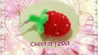 Diy fun craft  pipe cleaner strawberry charm手工教學毛根草莓吊飾 [upl. by Dnivra]