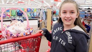 Shopping with Reborn Baby Doll Shilo for Newborn Baby Supplies at Target Shopping Haul [upl. by Kcirdla]