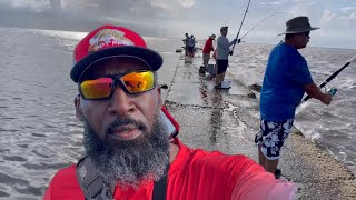 Fishing the South Jetty GalvestonTx “Get in Where you Fit in” [upl. by Anuait]