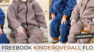 Kinderoverall  Walkanzug nähen ♥ Freebook FLO  Stoffe Hemmers 🍂🍁 [upl. by Suirauqed]