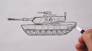 How to draw a Tank Easy  M1 Abrams Tank drawing [upl. by Kcinnay965]