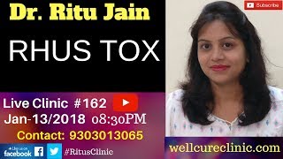 Rhus Tox Homeopathic MedicineDrRitus Live Clinic162 [upl. by Arahsit]