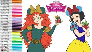 Disney Princess Coloring Book Pages Snow White and Merida Minnie Mouse Ears [upl. by Avevoneg643]