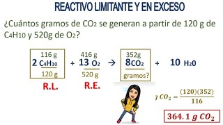 REACTIVO LIMITANTE Y EN EXCESO Paso a paso FÁCIL 2 Ejemplos [upl. by Aixela436]