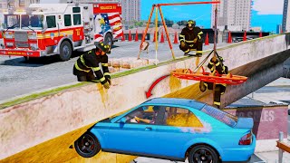 Impossible Car Accident Rescue with FDNY in GTA 5 Liberty City [upl. by Acinnej]