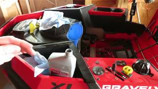 Oil change on a Gravely ZT XL zero turn mower with a Kohler engine including an easy way to drain [upl. by Darline261]