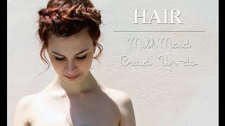 HAIR How to MilkMaid Braid Updo  Venti3 [upl. by Nagear]