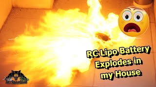 Lipo Explosion Lipo Fire RC Lipo Battery Explodes at home [upl. by Eddana796]