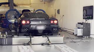 Ferrari 360 Modena straight pipe to Capristo 3 on dyno Best run [upl. by Templeton244]