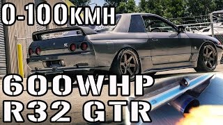 R32 GTR 0100kph 060mph Nissan Skyline Flames Twin Turbo 600hp Skyline Test Review EP27 [upl. by Shue991]