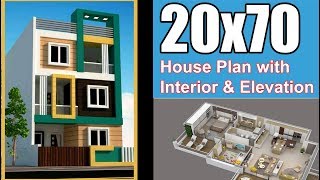 20x70 House plan with Interior amp Elevation [upl. by Anehsuc]