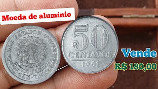 Moeda 50 Centavos ano 1961 alumíniovalores de catálogo atualizados [upl. by Cilka]