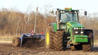 John Deere 8530 farm land levelling with Scraper  Pure Sound [upl. by Tupler680]