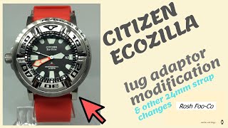 Citizen Ecozilla lug adapter modification plus other 24mm strap changes [upl. by Harrus]