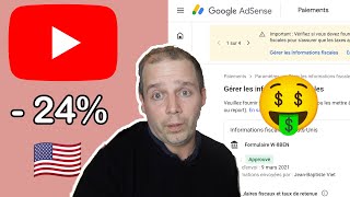 Taxe YouTube US  Comment remplir le formulaire fiscal AdSense [upl. by Saloma936]