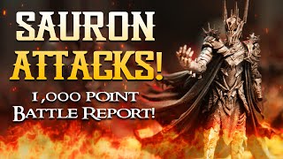 SAURON Takes On ARAGORN 1000 Point MESBG Battle Report [upl. by Smart]