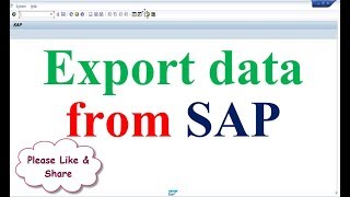 How to Export data from SAP [upl. by Brigham]