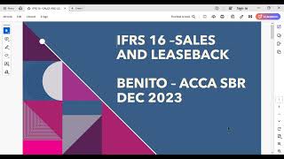 IFRS 16 SALES AND LEASEBACKACCA SBR PAST EXAM DEC 2023 [upl. by Dulcia]