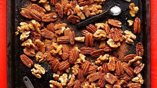 1Pan Candied Spiced Nuts  Minimalist Baker Recipes [upl. by Doscher]