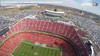 Black Daggers Parachute Team Makes Incredible Jump Into Arrowhead Stadium On Veterans Day [upl. by Arondell]