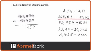 Kommazahlen schriftlich subtrahieren minus rechnen – Beispielaufgaben [upl. by Alemat279]