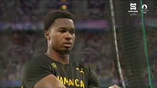 Roje Stona Wins Jamaica its 1st Gold In Paris Olympics discuss throw new Olympic record 7000m [upl. by Roehm]