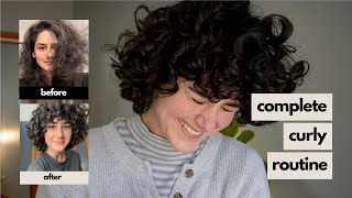 I restored my natural curls with this curly hair routine 2C3A curls with curly bangs [upl. by Yer]