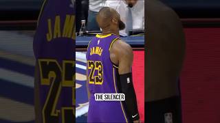 The Silencer Celebration LeBron James Drains Clutch Dagger 3 🔥 shorts nba lebronjames lakers [upl. by Nehtan935]