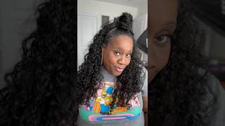 HALF WIG HALF UP HALF DOWN QUICK AND EASY STYLE halfuphalfdown quick halfwig protectivestyle [upl. by Notgnirra]