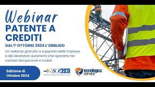 Webinar SIGE La disciplina della PATENTE a CREDITI [upl. by Llerrit645]