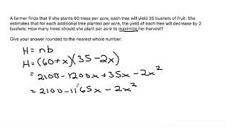 Calculus  A farmer finds that if she plants 60 trees per acre see note in description [upl. by Atiragram]