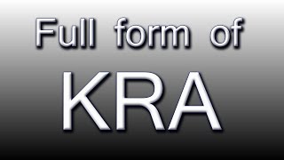 Full form of KRA [upl. by Bores]