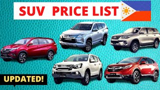 SUV Price List Philippines  Brand New and Second Hand Sport Utility Vehicle  2020  2021 Updated [upl. by Ahsiekrats]