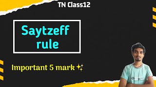 Saytzeff ruleHydroxy Compounds and EthersChapter11Class12 [upl. by Holzman]