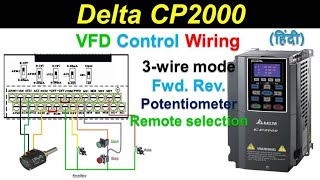 🔴delta vfd cp2000 parameter setting  CP2000C2000  3wire  remote Start Stop  reverse forward [upl. by Doughman]